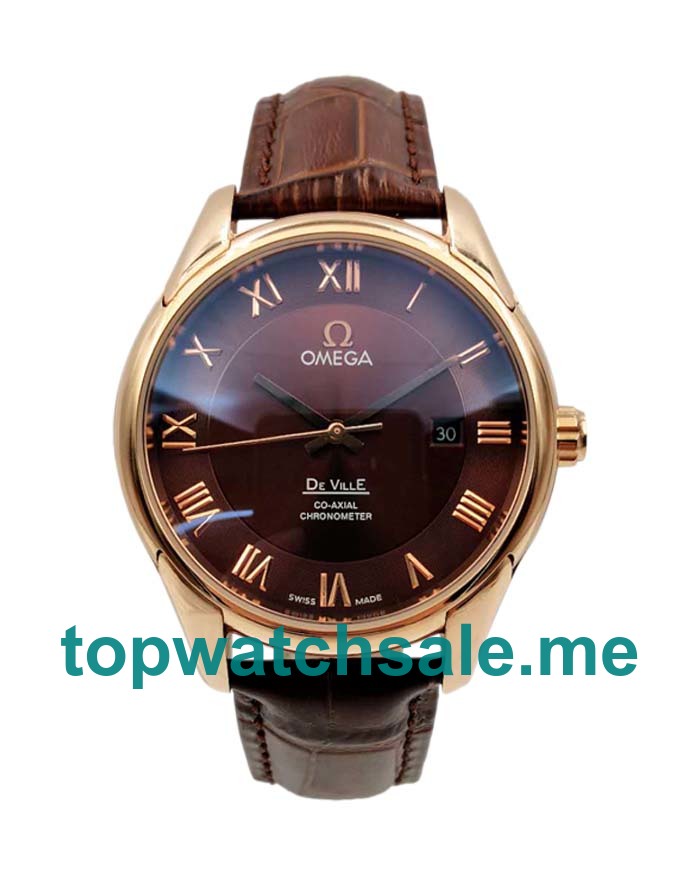 UK Brown Dials Rose Gold Omega De Ville Hour Vision 431.53.41.21.13.001 Replica Watches
