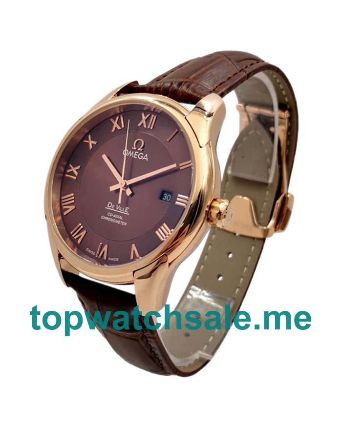 UK Brown Dials Rose Gold Omega De Ville Hour Vision 431.53.41.21.13.001 Replica Watches