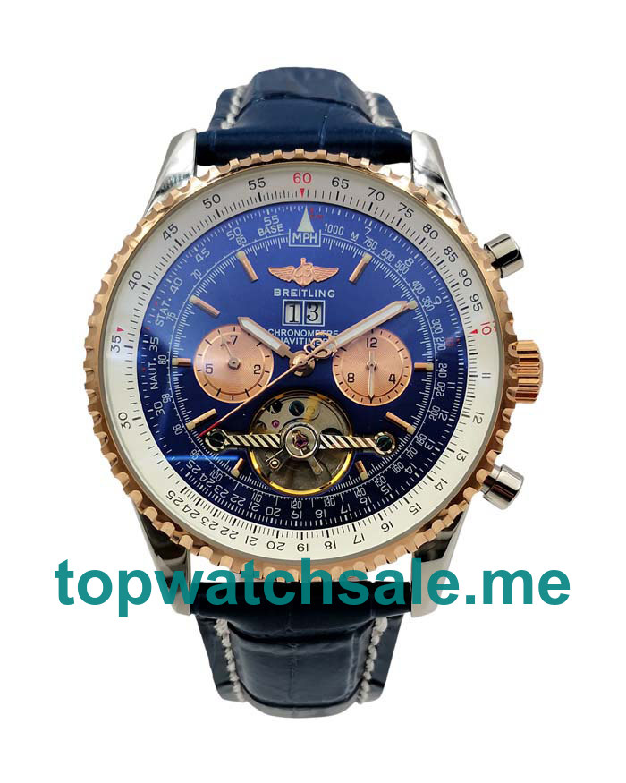 UK Blue Dials Rose Gold Breitling Navitimer World A24322 Replica Watches