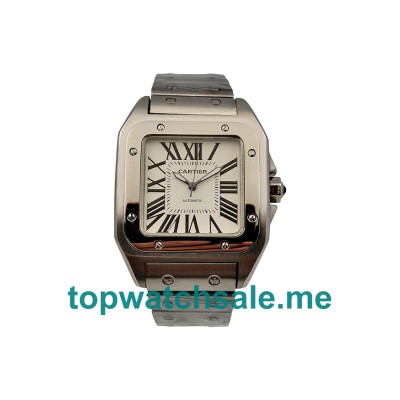 UK Silver Dials Steel Cartier Santos 100 W20073X8 Replica Watches