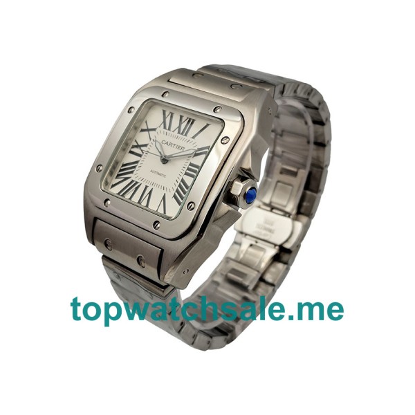 UK Silver Dials Steel Cartier Santos 100 W20073X8 Replica Watches
