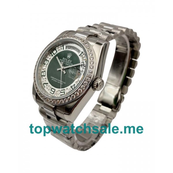 UK Green And Silver Dials Steel Rolex Day-Date 118346 Replica Watches