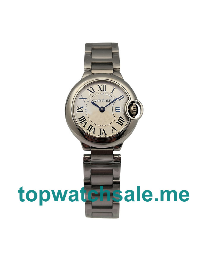 UK Silver Dials Women Cartier Ballon Bleu W69010Z4 Replica Watches