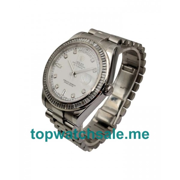 UK White Dials Steel Rolex Day-Date 118346 Replica Watches
