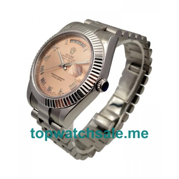UK Pink Dials Steel Rolex Day-Date 218239 Replica Watches