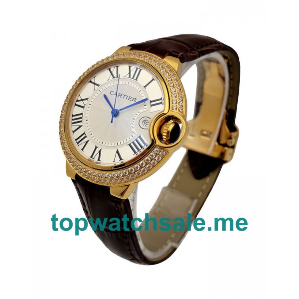 UK Silver Dials Gold Cartier Ballon Bleu WJBB0007 Replica Watches