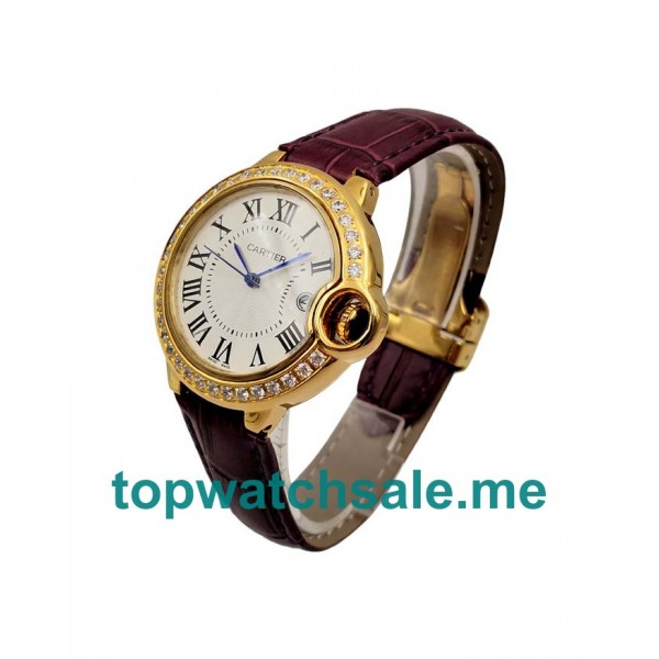 Best 18K Gold Fake Cartier Ballon Bleu WE900851 Watches UK With Diamonds