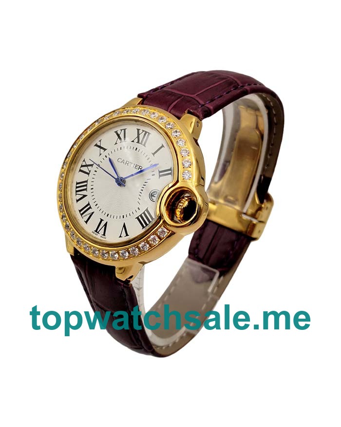 Best 18K Gold Fake Cartier Ballon Bleu WE900851 Watches UK With Diamonds