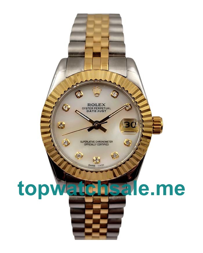 UK White Mother-of-pearl Dials Steel And Gold Rolex Datejust 69173 Replica Watches