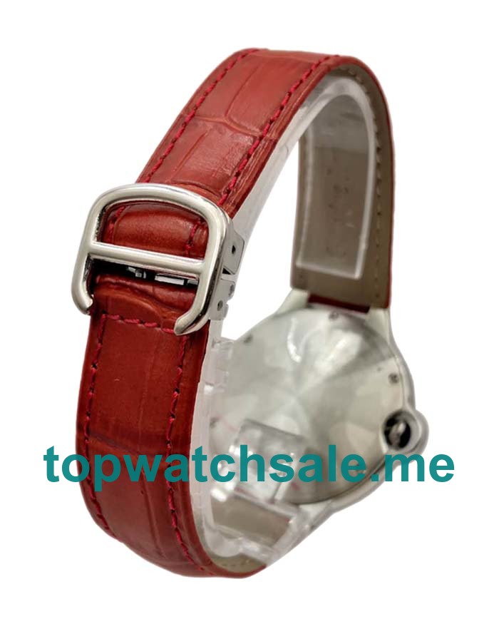 UK Quartz Red Leather Straps Cartier Ballon Bleu W69016Z4 Replica Watches
