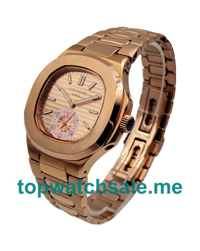 UK Champagne Dials Rose Gold Patek Philippe Nautilus 5980/1R Replica Watches