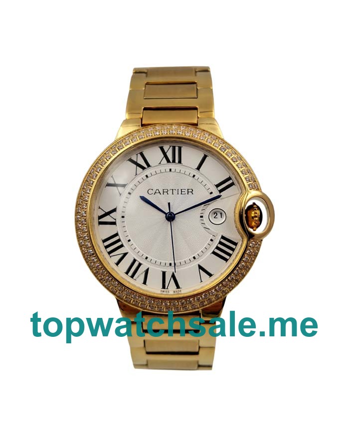 UK Gold Replica Cartier Ballon Bleu WE9007Z3 Watches With Diamonds