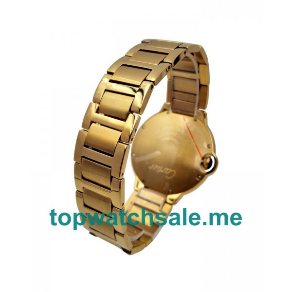 UK Gold Replica Cartier Ballon Bleu WE9007Z3 Watches With Diamonds