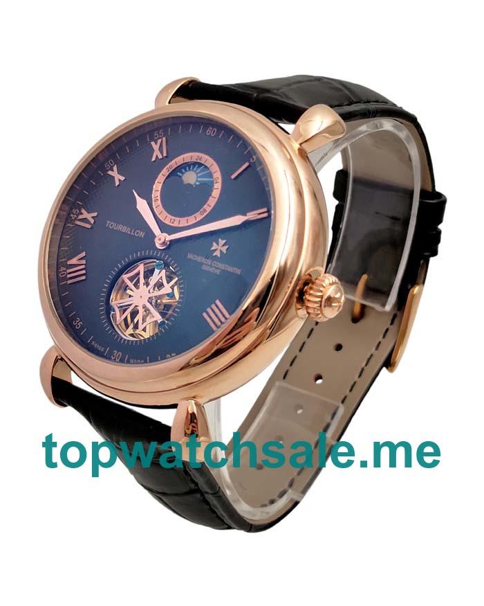 UK Black Dials Rose Gold Vacheron Constantin Traditionnelle Tourbillon 73045 Replica Watches