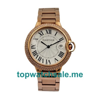 UK Silver Dials Rose Gold Cartier Ballon Bleu WE9008Z3 Replica Watches