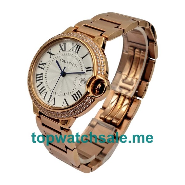 UK Silver Dials Rose Gold Cartier Ballon Bleu WE9008Z3 Replica Watches