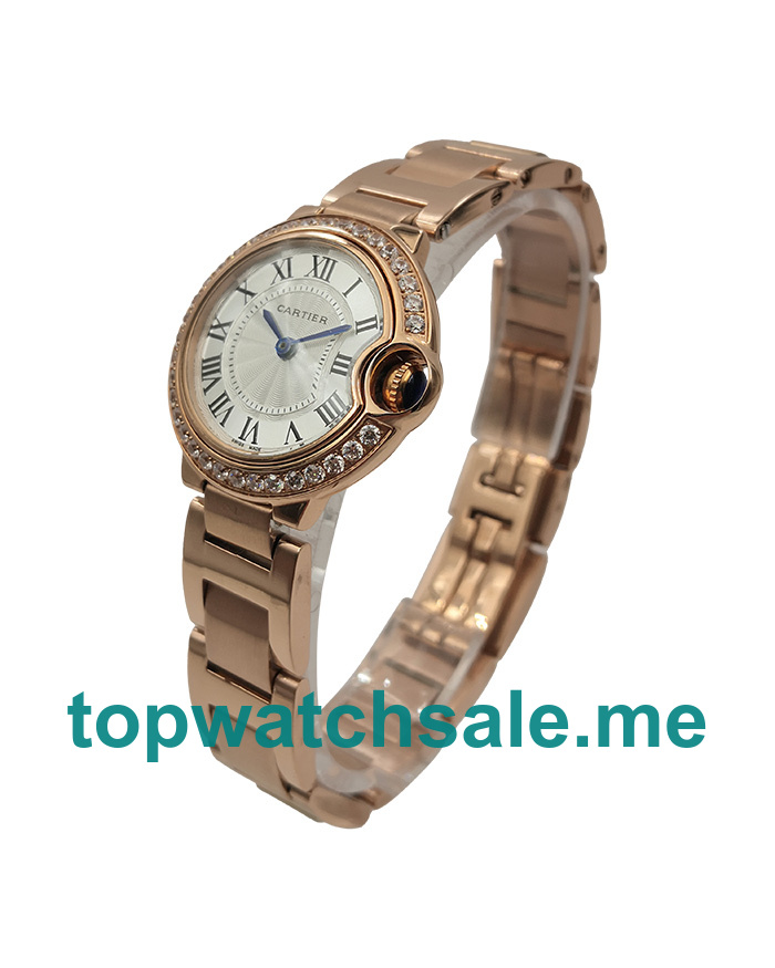 UK Silver Dials Rose Gold Cartier Ballon Bleu WJBB0036 Replica Watches