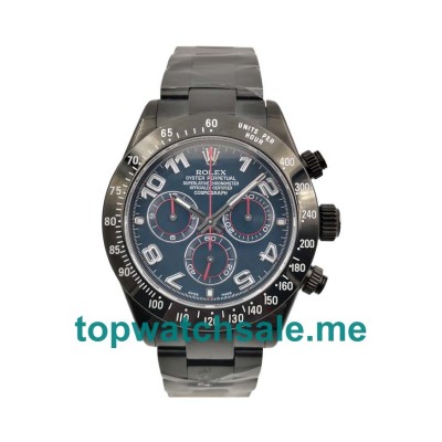UK Blue Dials Black Steel Rolex Daytona 116509 Replica Watches