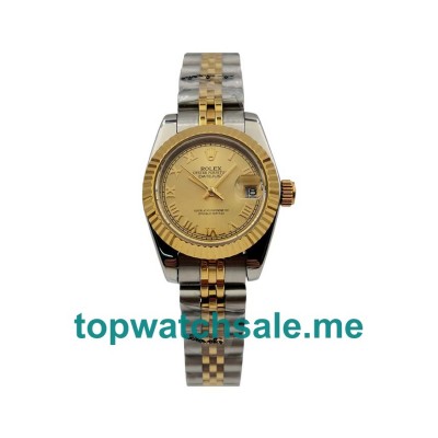 UK Champagne Dials Steel And Gold Rolex Lady-Datejust 69173 Replica Watches