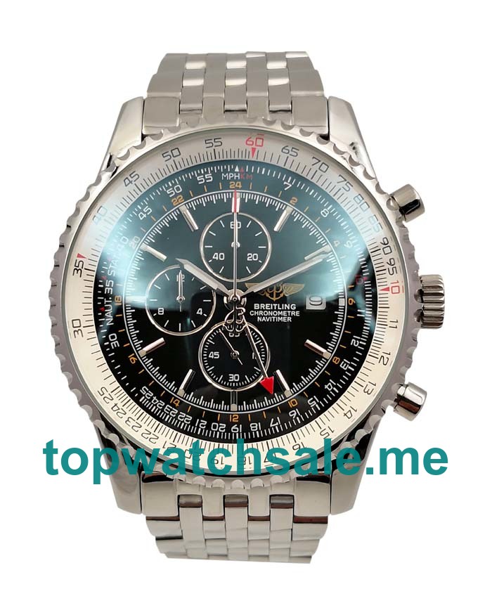 UK Steel Breitling Navitimer World A24322 Black Dials Replica Watches