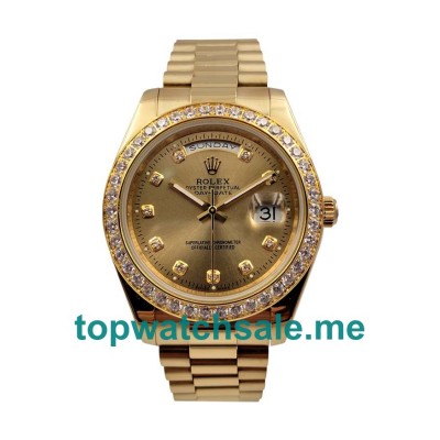 UK Champagne Dials Gold Rolex Day-Date 218348 Replica Watches