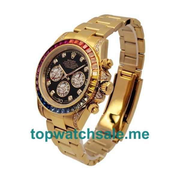 UK Black Dials Gold Rolex Daytona 116598 RBOW Replica Watches