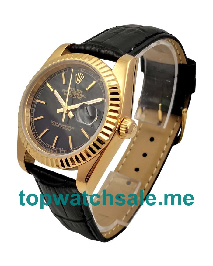 UK Black Dials Gold Rolex Datejust 116138 Replica Watches