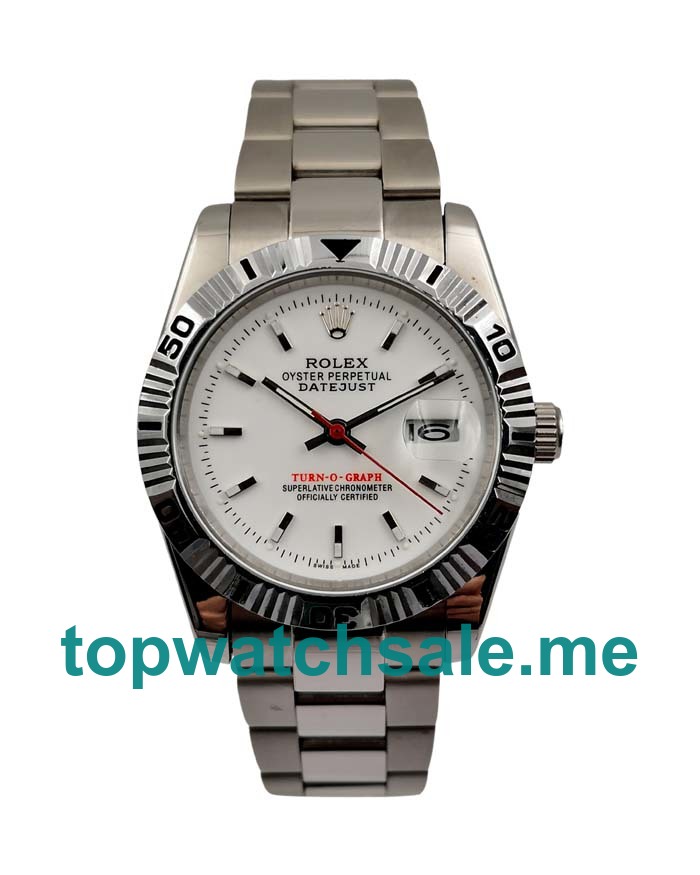 UK White Dials Steel And White Gold Rolex Datejust Turn-O-Graph 116264 Replica Watches
