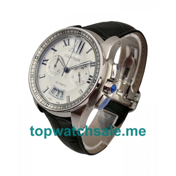 UK Silver Dials Steel Cartier Calibre De Cartier W7100046 Replica Watches