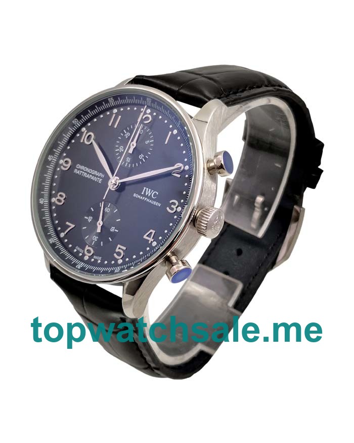 UK Steel Cases Replica IWC Portugieser IW371447 Black Dials Watches