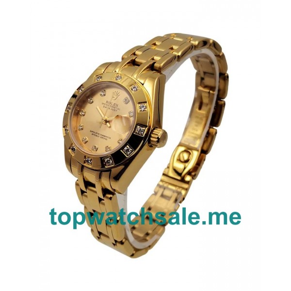 UK Champagne Dials Gold Rolex Pearlmaster 81318 Replica Watches