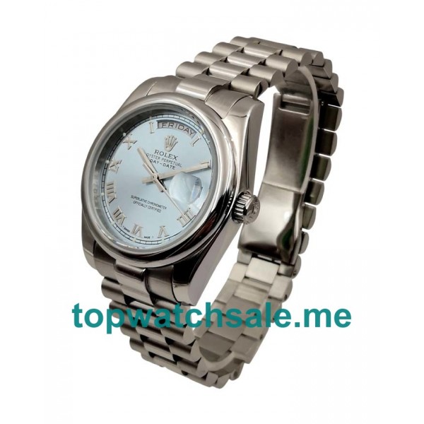 UK Blue Dials Platinum Rolex Day-Date 118206 Replica Watches