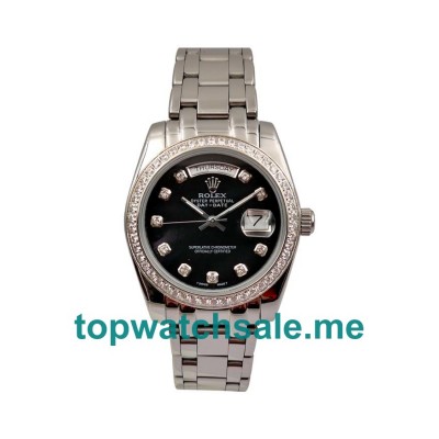 UK Black Dials Platinum Rolex Day-Date 118346 Replica Watches