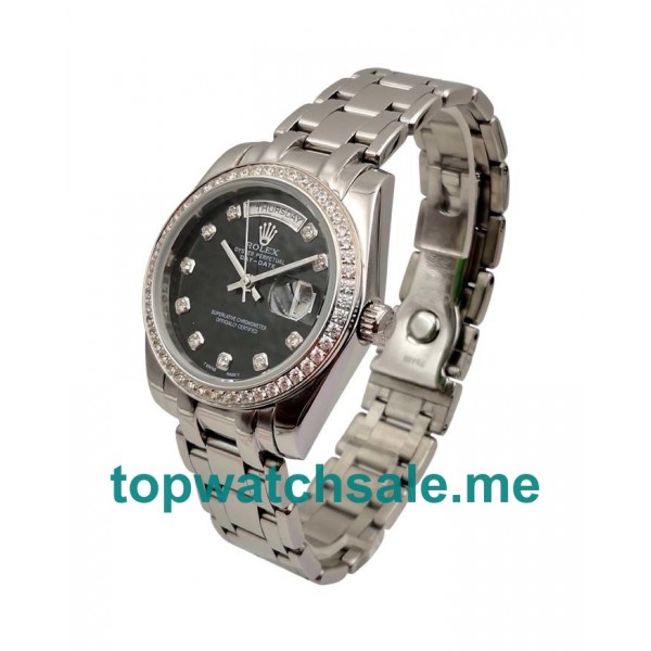 UK Black Dials Platinum Rolex Day-Date 118346 Replica Watches