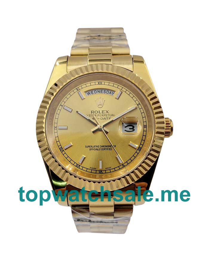 UK Champagne Dials Gold Rolex Day-Date 218238 Replica Watches