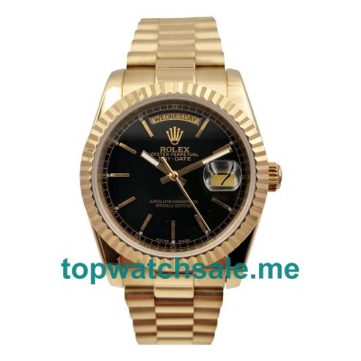 UK Black Dials Gold Rolex Day-Date 118238 Replica Watches