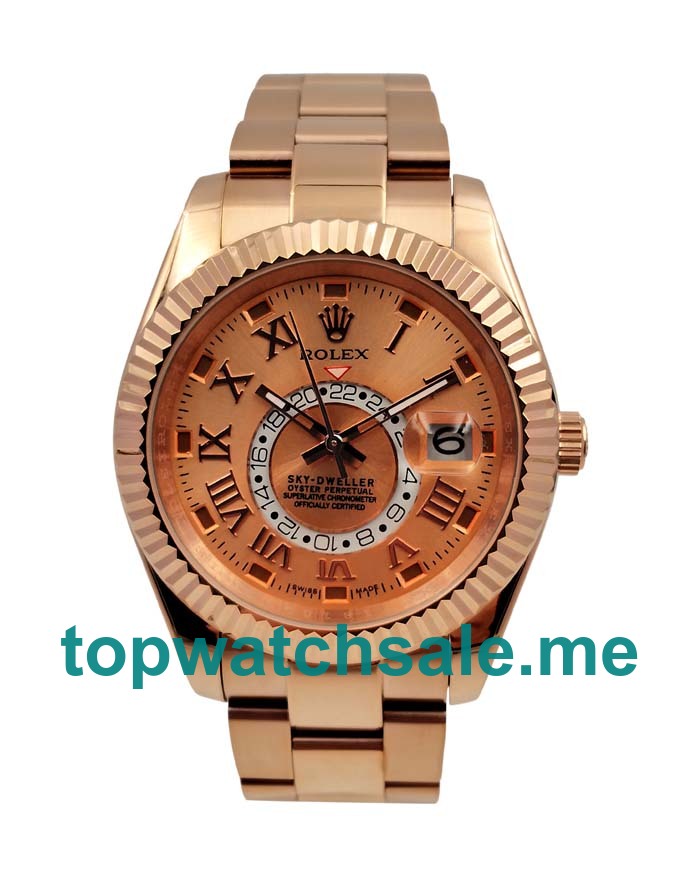UK Champagne Dials Rose Gold Rolex Sky-Dweller 326935 Replica Watches