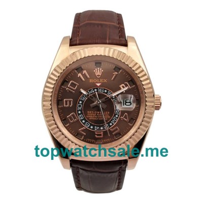 UK Brown Dials Rose Gold Rolex Sky-Dweller 326135 Replica Watches