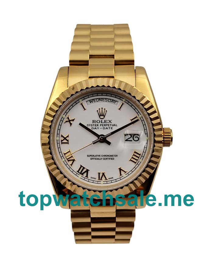 UK White Dials Gold Rolex Day-Date 118238 Replica Watches