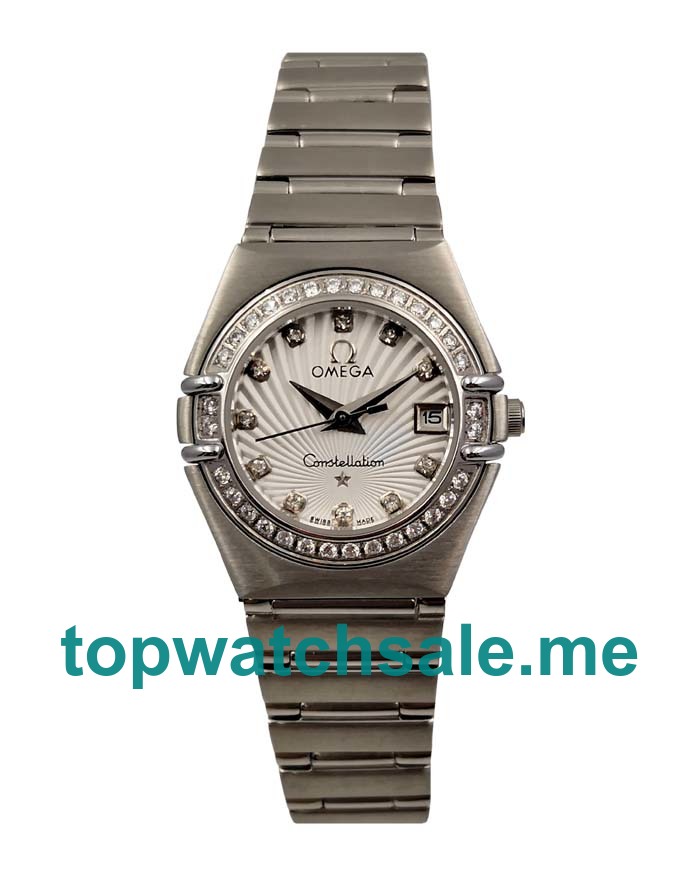 White Mother-of-pearl Dials Omega Constellation 123.15.27.20.55.001 Fake Watches UK With Diamonds