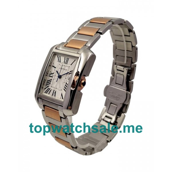 UK Silver Dials Steel And Rose Gold Cartier Tank Anglaise W5310019 Replica Watches