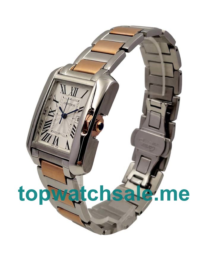 UK Silver Dials Steel And Rose Gold Cartier Tank Anglaise W5310019 Replica Watches