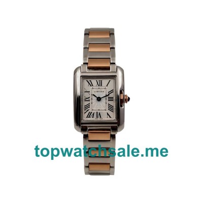 UK Silver Dials Steel And Rose Gold Cartier Tank Anglaise W5310036 Replica Watches