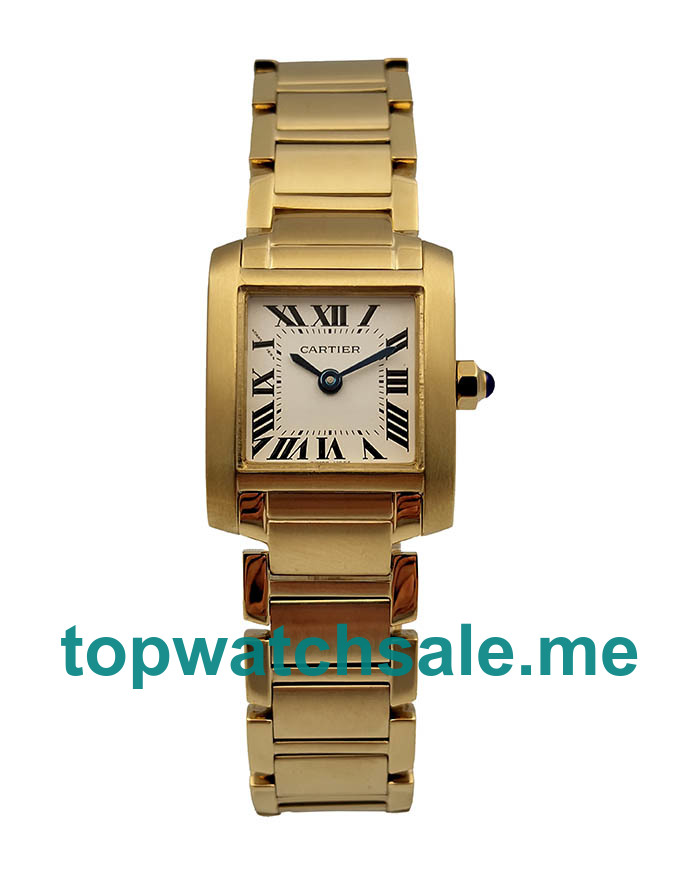 UK Silver Dials Gold Cartier Tank Francaise W50002N2 Replica Watches