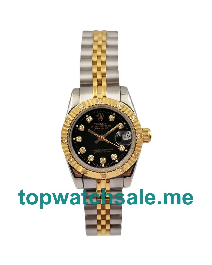 UK Black Dials Steel And Gold Rolex Lady-Datejust 179313 Replica Watches