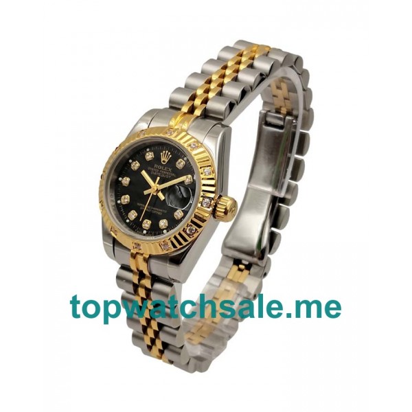 UK Black Dials Steel And Gold Rolex Lady-Datejust 179313 Replica Watches
