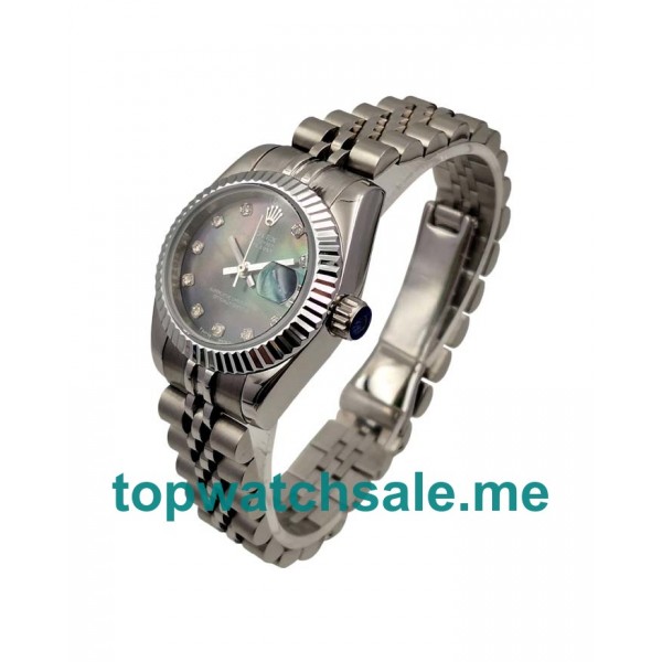UK Black Mother-of-pearl Dials Steel And White Gold Rolex Lady-Datejust 79174 Replica Watches