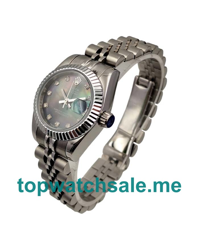 UK Black Mother-of-pearl Dials Steel And White Gold Rolex Lady-Datejust 79174 Replica Watches