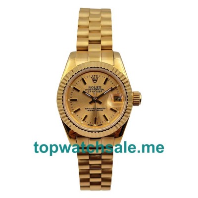 UK Champagne Dials Gold Rolex Lady-Datejust 69178 Replica Watches