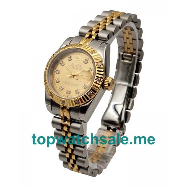 UK Champagne Dials Steel And Gold Rolex Lady-Datejust 179313 Replica Watches